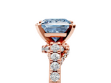 Rose gold Fancy Blue Princess  Solitaire Diamond Ring with Pavé Band and Four-Prong Setting_107