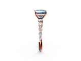 Rose gold Fancy Blue Princess  Solitaire Diamond Ring with Pave Band and Four-Prong Setting_198