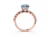 Rose gold Fancy Blue Princess  Solitaire Diamond Ring with Pave Band and Four-Prong Setting_199