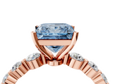 Rose gold Fancy Blue Princess  Solitaire Diamond Ring with Pave Band and Four-Prong Setting_200