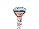 Rose gold Fancy Blue Princess  Solitaire Diamond Ring with Pave Band and Four-Prong Setting_201