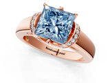 Rose gold Fancy Blue Princess  Solitaire Diamond Ring with Pave Band and Six-Prong Setting_67