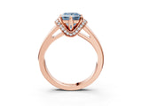 Rose gold Fancy Blue Princess  Solitaire Diamond Ring with Pave Band and Six-Prong Setting_69