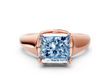 Rose gold Fancy Blue Princess  Solitaire Diamond Ring with Six-Prong Cathedral Setting_31