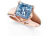 Rose gold Fancy Blue Princess  Solitaire Diamond Ring with Six-Prong Cathedral Setting_32