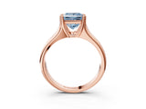Rose gold Fancy Blue Princess  Solitaire Diamond Ring with Six-Prong Cathedral Setting_34