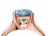 Rose gold Fancy Blue Princess  Solitaire Diamond Ring with Six-Prong Cathedral Setting_35