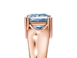 Rose gold Fancy Blue Princess  Solitaire Diamond Ring with Six-Prong Cathedral Setting_36