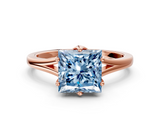 Rose gold Fancy Blue Princess  Solitaire Diamond Ring with Six-Prong Setting and Tapered Band_17