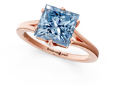 Rose gold Fancy Blue Princess  Solitaire Diamond Ring with Six-Prong Setting and Tapered Band_18