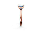Rose gold Fancy Blue Princess  Solitaire Diamond Ring with Six-Prong Setting on a Classic Band 2