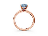 Rose gold Fancy Blue Princess  Solitaire Diamond Ring with Six-Prong Setting on a Classic Band 3