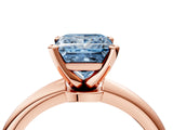 Rose gold Fancy Blue Princess  Solitaire Diamond Ring with Six-Prong Setting on a Classic Band 4