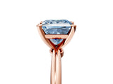 Rose gold Fancy Blue Princess  Solitaire Diamond Ring with Six-Prong Setting on a Classic Band 5