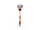 Rose gold Fancy Blue Princess  Solitaire Diamond Ring with Six-Prong Setting on a Classic Band_5