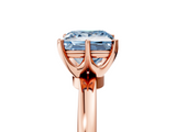 Rose gold Fancy Blue Princess  Solitaire Diamond Ring with Six-Prong Setting on a Classic Band_8