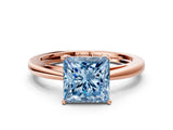 Rose gold Fancy Blue Princess  Solitaire Diamond Ring with Split Shank and Four-Prong Setting_12