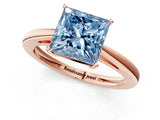 Rose gold Fancy Blue Princess  Solitaire Diamond Ring with Split Shank and Four-Prong Setting_13