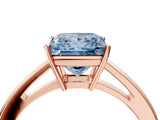 Rose gold Fancy Blue Princess  Solitaire Diamond Ring with Split Shank and Four-Prong Setting_16