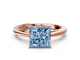 Rose gold Fancy Blue Princess  Solitaire Diamond Ring with Split Shank and Four-Prong Setting_19