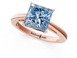 Rose gold Fancy Blue Princess  Solitaire Diamond Ring with Split Shank and Four-Prong Setting_20