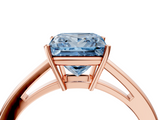 Rose gold Fancy Blue Princess  Solitaire Diamond Ring with Split Shank and Four-Prong Setting_23