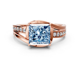 Rose gold Fancy Blue Princess  Solitaire Diamond Ring with Split Shank and Prong Setting_41