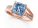 Rose gold Fancy Blue Princess  Solitaire Diamond Ring with Split Shank and Prong Setting_42