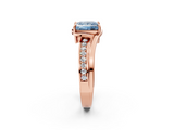 Rose gold Fancy Blue Princess  Solitaire Diamond Ring with Split Shank and Prong Setting_43