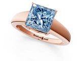 Rose gold Fancy Blue Princess  Solitaire Diamond Ring with Tapered Band and Four-Prong Setting_50