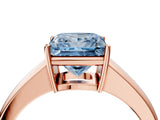 Rose gold Fancy Blue Princess  Solitaire Diamond Ring with Tapered Band and Four-Prong Setting_53
