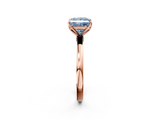 Rose gold Fancy Blue Princess  Solitaire Diamond Ring with Thin Band and Four-Prong Setting_5