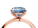 Rose gold Fancy Blue Princess  Solitaire Diamond Ring with Thin Band and Four-Prong Setting_7