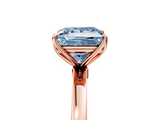Rose gold Fancy Blue Princess  Solitaire Diamond Ring with Thin Band and Four-Prong Setting_8