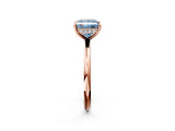 Rose gold Fancy Blue Princess  Solitaire Diamond Ring with a Classic Band and Four-Prong Setting 2