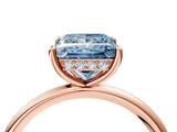 Rose gold Fancy Blue Princess  Solitaire Diamond Ring with a Classic Band and Four-Prong Setting 4