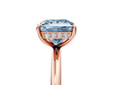 Rose gold Fancy Blue Princess  Solitaire Diamond Ring with a Classic Band and Four-Prong Setting 5