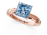 Rose gold Fancy Blue Princess  Solitaire Diamond Twisted Band with Four-Prong Setting_49