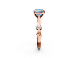 Rose gold Fancy Blue Princess  Solitaire Diamond Twisted Band with Four-Prong Setting_50