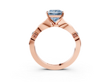 Rose gold Fancy Blue Princess  Solitaire Diamond Twisted Band with Four-Prong Setting_51
