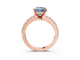 Rose gold Fancy Blue Princess  Solitaire Diamond with Pavé Band and Four-Prong Setting_71