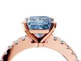 Rose gold Fancy Blue Princess  Solitaire Diamond with Pavé Band and Four-Prong Setting_72