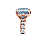 Rose gold Fancy Blue Princess  Solitaire Diamond with Pavé Band and Four-Prong Setting_73