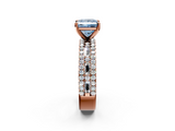 Rose gold Fancy Blue Princess  Solitaire Diamond with Pave and Channel Set Band_87