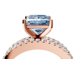 Rose gold Fancy Blue Princess  Solitaire Diamond with Pave and Channel Set Band_89