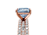 Rose gold Fancy Blue Princess  Solitaire Diamond with Pave and Channel Set Band_90