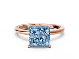 Rose gold Fancy Blue Princess  Solitaire Engagement Ring with Cathedral Band and Four-Prong Setting_21