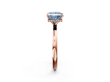 Rose gold Fancy Blue Princess  Solitaire Engagement Ring with Cathedral Band and Four-Prong Setting_23
