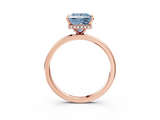 Rose gold Fancy Blue Princess  Solitaire Engagement Ring with Cathedral Band and Four-Prong Setting_24