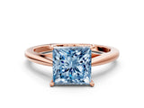 Rose gold Fancy Blue Princess  Solitaire Engagement Ring with Four-Prong Setting and Classic Band 1